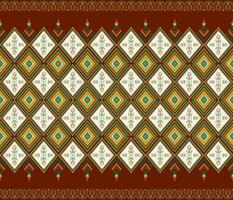 ethnique populaire géométrique sans couture modèle dans rouge et vert dans vecteur illustration conception pour tissu, tapis, tapis, foulard, emballage papier, tuile et plus