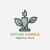 bougie la nature feuille logo conception vecteur