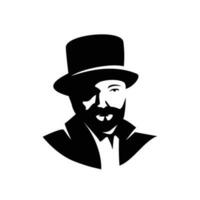 création de modèle de logo gentleman. homme avec chapeau icône, signe et symbole. vecteur