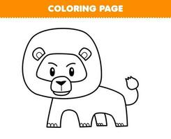 éducation Jeu pour les enfants coloration page de mignonne dessin animé Lion ligne art imprimable animal feuille de travail vecteur