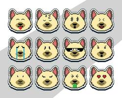 pixel art chat visage emoji autocollant. pixel autocollant conception vecteur