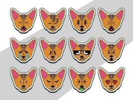 pixel art chat visage emoji autocollant. pixel autocollant conception vecteur