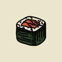 prime vecteur main dessiner Sushi ensemble pour Japonais cuisine restaurant
