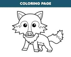 éducation Jeu pour les enfants coloration page de mignonne dessin animé Loup ligne art imprimable animal feuille de travail vecteur