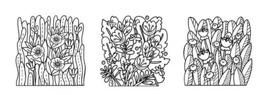 ensemble de fleur composition contour contour graphique pour mur décoration, tee-shirts, bannière conception vecteur