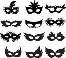 ensemble de différents mascarade masque silhouette vecteur illustration