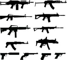 ensemble de différents armes silhouette vecteur illustration