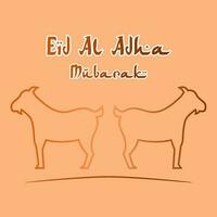 eid Al adha mubarak salutation carte avec deux chèvres isolé dans une crème Contexte. magnifique eid Al adha mubarak avec chèvre Contexte conception vecteur