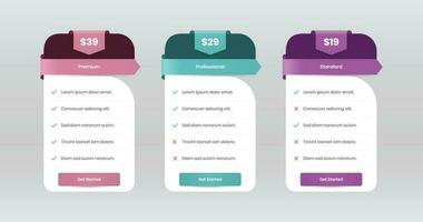 abonnement prix Comparaison table conception avec abstrait forme vecteur