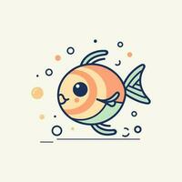 mignonne kawaii poisson illustration est adorable et vibrant, parfait pour dessins cette sont espiègle et animé vecteur