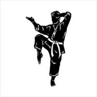 illustration vectorielle de silhouette de technique de combat de coup de pied rapide. logo moderne et simple pour l'icône du karaté, du judo et des arts martiaux. vecteur