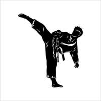 illustration vectorielle de silhouette de technique de combat de coup de pied rapide. logo moderne et simple pour l'icône du karaté, du judo et des arts martiaux. vecteur