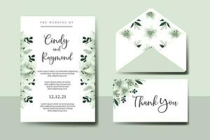 mariage invitation Cadre ensemble, floral aquarelle numérique main tiré blanc lis fleur conception invitation carte modèle vecteur