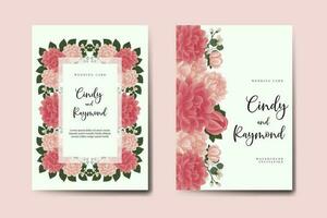 mariage invitation Cadre ensemble, floral aquarelle numérique main tiré dahlia fleur conception invitation carte modèle vecteur