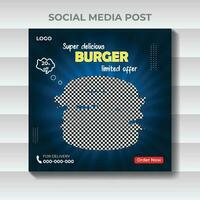 social médias Burger nourriture promotion et Publier conception modèle vecteur