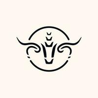 moderne minimaliste taureau tête logo illustration conception vecteur