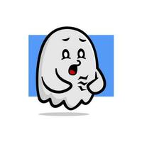 affamé mignonne fantôme mascotte personnage illustration. Halloween vecteur illustration.