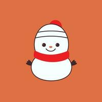 mignonne kawaii bonhomme de neige chibi mascotte vecteur dessin animé style