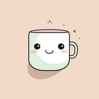 mignonne kawaii tasse chibi mascotte vecteur dessin animé style