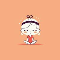 mignonne kawaii yoga chibi mascotte vecteur dessin animé style