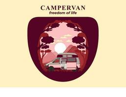 coloré illustration badge de caravane dans la nature vecteur