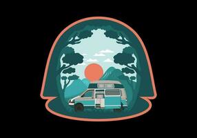 coloré illustration badge de caravane dans la nature vecteur