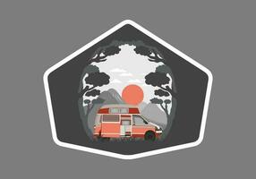 coloré illustration badge de caravane dans la nature vecteur