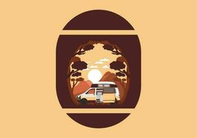 coloré illustration badge de caravane dans la nature vecteur