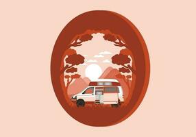 coloré illustration badge de caravane dans la nature vecteur