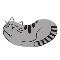 en train de dormir gris chat dans le forme de un ovale. stylisé animal de compagnie. agrafe art, logo, conception vecteur