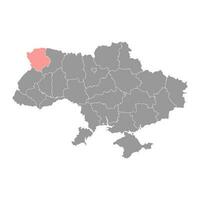 volyne oblast carte, Province de Ukraine. vecteur illustration.