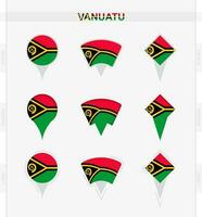 Vanuatu drapeau, ensemble de emplacement épingle Icônes de Vanuatu drapeau. vecteur