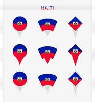 Haïti drapeau, ensemble de emplacement épingle Icônes de Haïti drapeau. vecteur