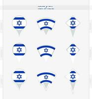 Israël drapeau, ensemble de emplacement épingle Icônes de Israël drapeau. vecteur