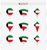 Koweit drapeau, ensemble de emplacement épingle Icônes de Koweit drapeau. vecteur
