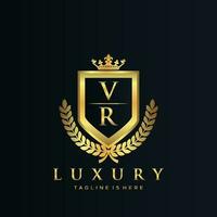 vr lettre initiale avec Royal luxe logo modèle vecteur