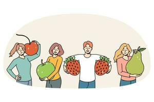 content gens en portant fruit recommander en bonne santé régime vecteur
