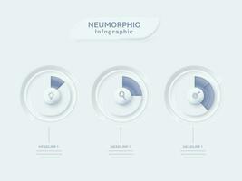 neumorphique infographie modèle disposition avec Trois niveau infochart sur blanc Contexte. vecteur