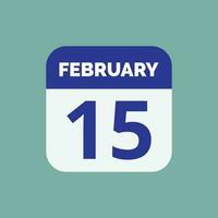 icône de la date du calendrier du 15 février vecteur