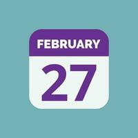 icône de la date du calendrier du 27 février vecteur