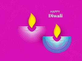 content diwali fête concept avec Créatif allumé pétrole les lampes sur magenta Contexte. vecteur