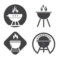barbecue grill icône simple et symbole avec logo fumée ou vapeur vecteur