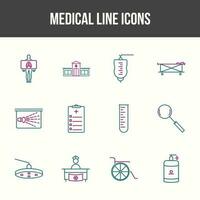 jeu d'icônes de ligne médicale unique vecteur