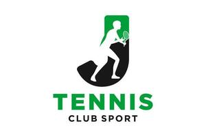 vecteur initiales lettre j avec tennis Créatif géométrique moderne logo conception.