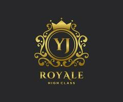 d'or lettre yj modèle logo luxe or lettre avec couronne. monogramme alphabet . magnifique Royal initiales lettre. vecteur