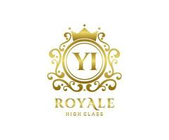 d'or lettre yi modèle logo luxe or lettre avec couronne. monogramme alphabet . magnifique Royal initiales lettre. vecteur