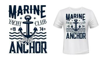 yachting club T-shirt vecteur impression avec ancre