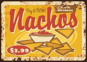 mexicain Nachos et sauce rouillé métal signe planche vecteur