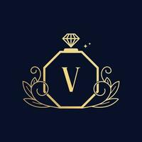 vecteur prime luxueux parfum logo v