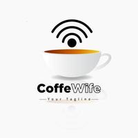 création de logo vectoriel pour tasse avec icône de réseau Internet.